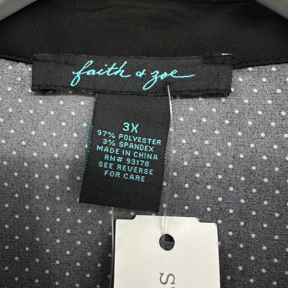Faith‎ & Zoe Tunic Top Shirt 3X Stretch Button Up Dark Academia Polka Dot New - Picture 10 of 12